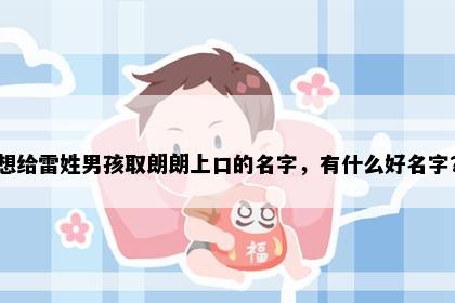 想给雷姓男孩取朗朗上口的名字，有什么好名字？